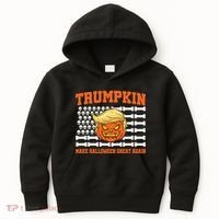 Trumpkin Make Halloween Great Again Skull Bone Flag Kids Hoodie thumb 0