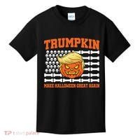 Trumpkin Make Halloween Great Again Skull Bone Flag Kids T-Shirt thumb 0