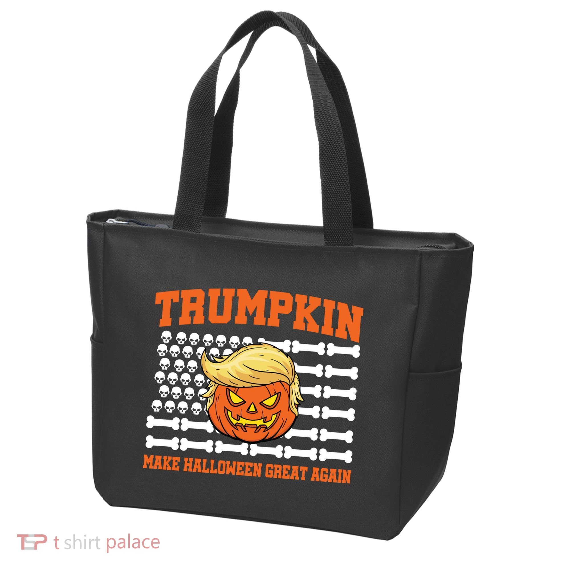 Trumpkin Make Halloween Great Again Skull Bone Flag Tote Bag