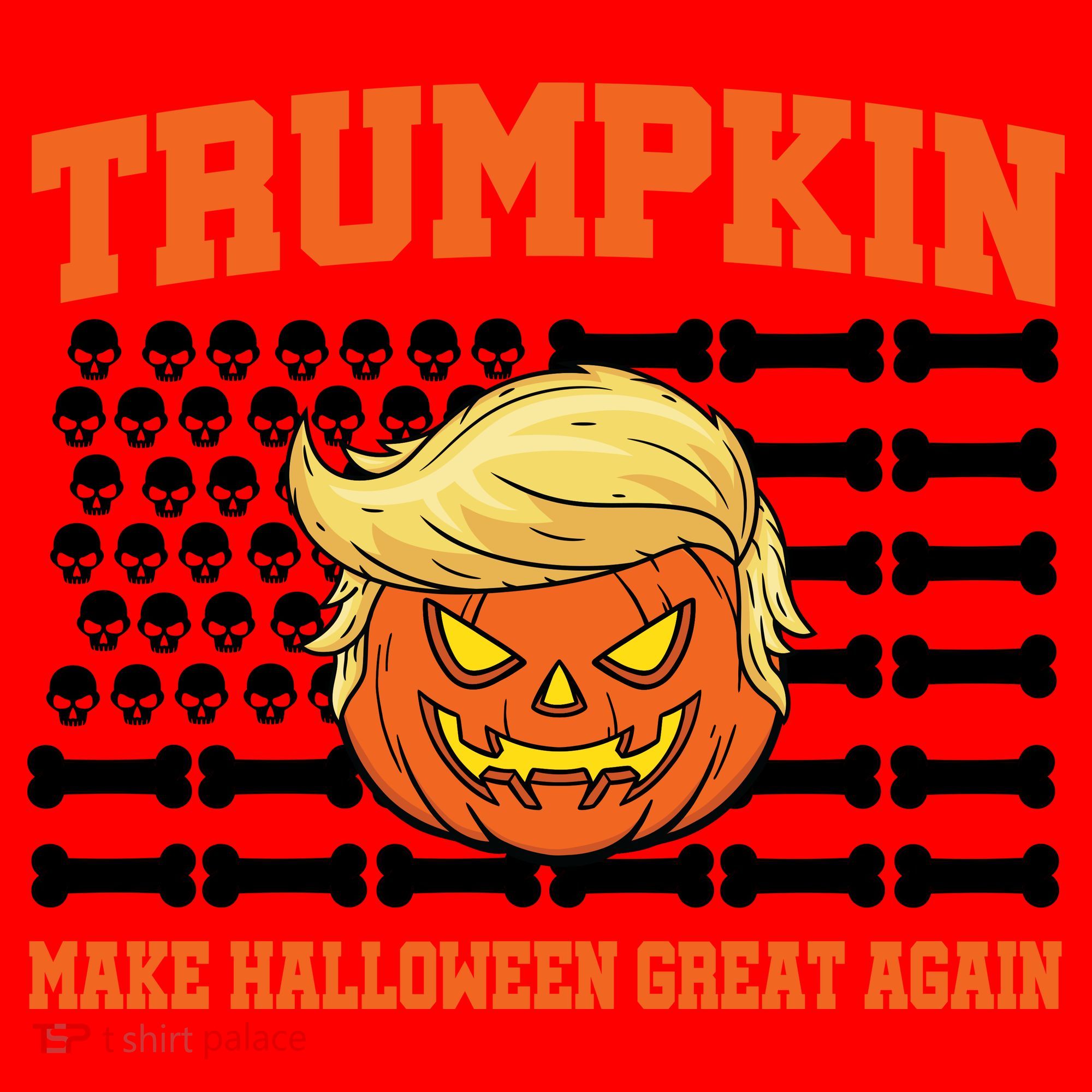Trumpkin Make Halloween Great Again Skull Bone Flag Santa Hat