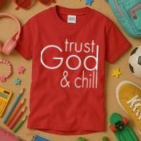 Trust God And Chill Kids T-Shirt thumb 3