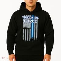 Trust In The Force American Blue Lightsaber Police Flag Hoodie thumb 2