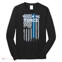Trust In The Force American Blue Lightsaber Police Flag Long Sleeve Shirt thumb 0