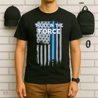 Trust In The Force American Blue Lightsaber Police Flag T-Shirt thumb 6