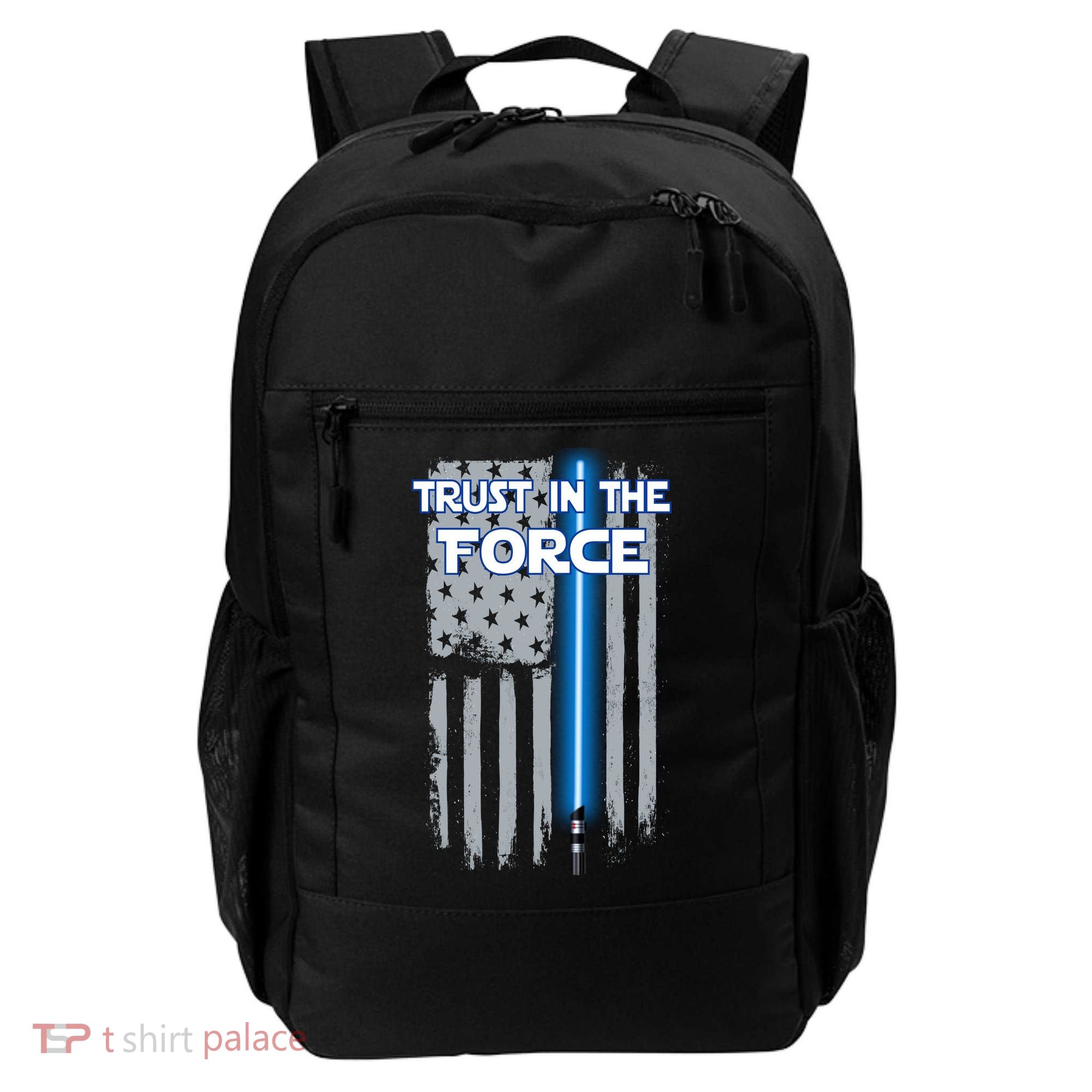 Trust In The Force American Blue Lightsaber Police Flag Backpack