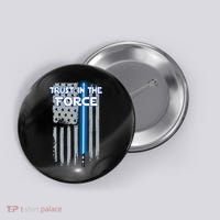 Trust In The Force American Blue Lightsaber Police Flag Button thumb 0