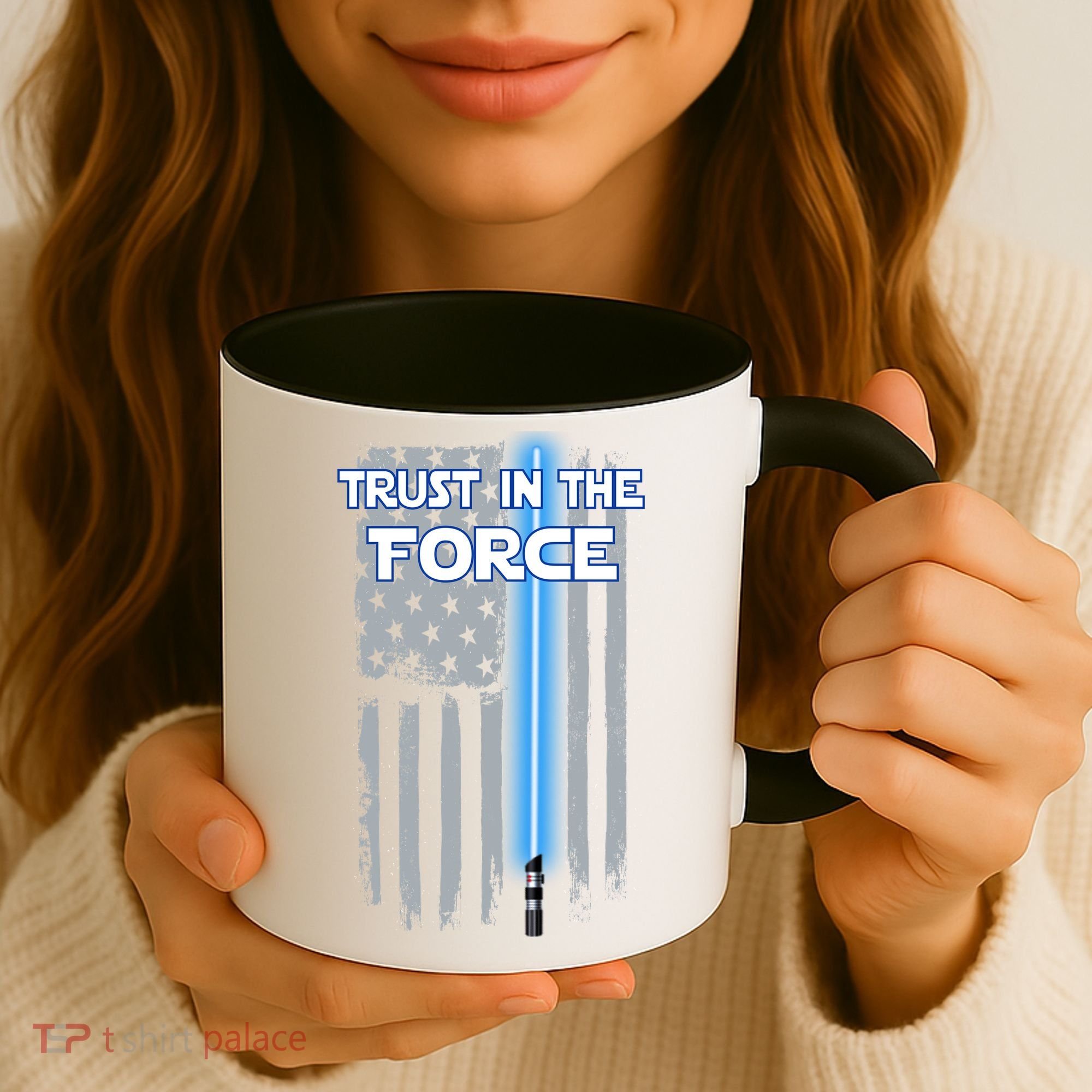 Trust In The Force American Blue Lightsaber Police Flag Coffee Mug