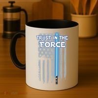 Trust In The Force American Blue Lightsaber Police Flag Coffee Mug thumb 4