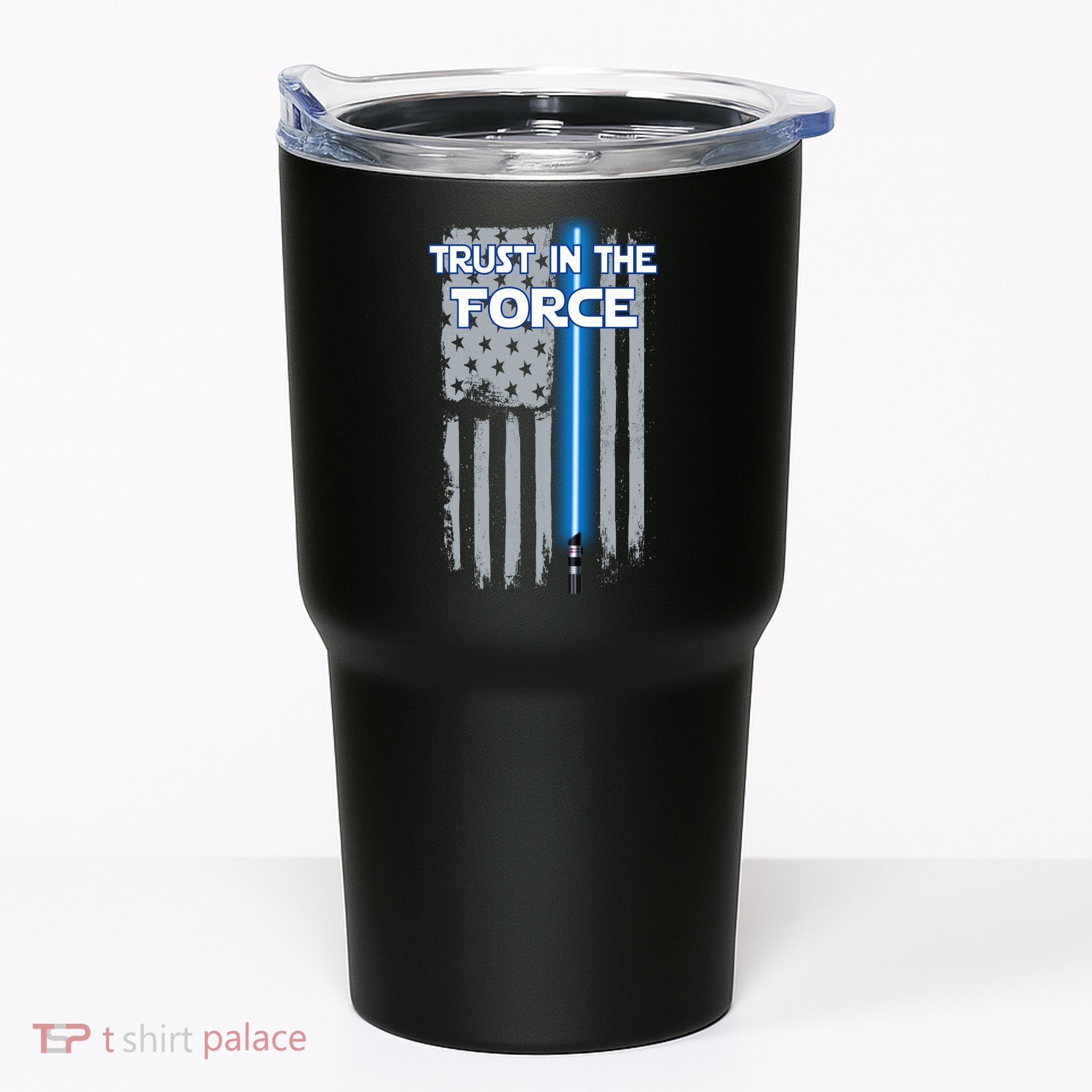 Trust In The Force American Blue Lightsaber Police Flag Tumbler