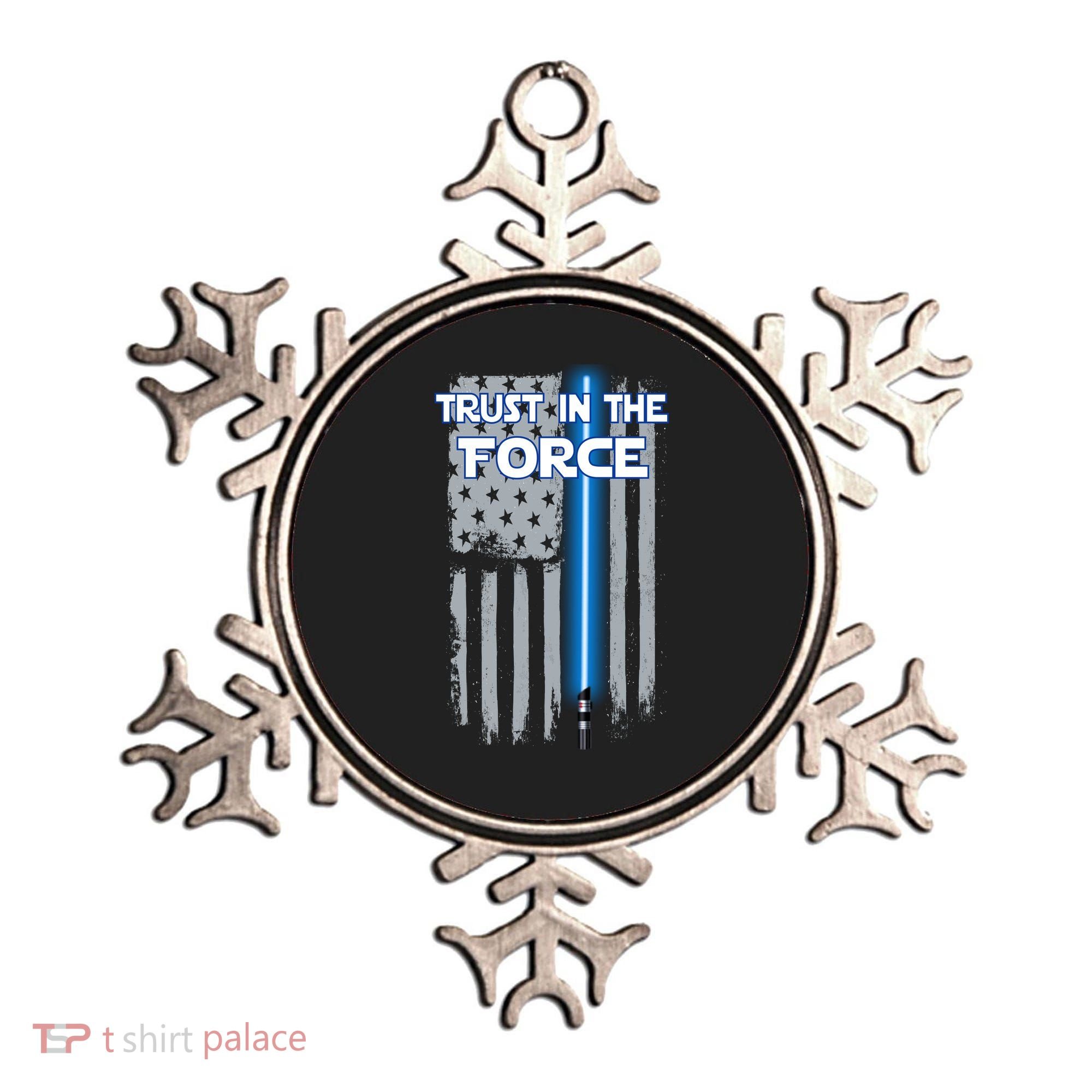Trust In The Force American Blue Lightsaber Police Flag Ornament