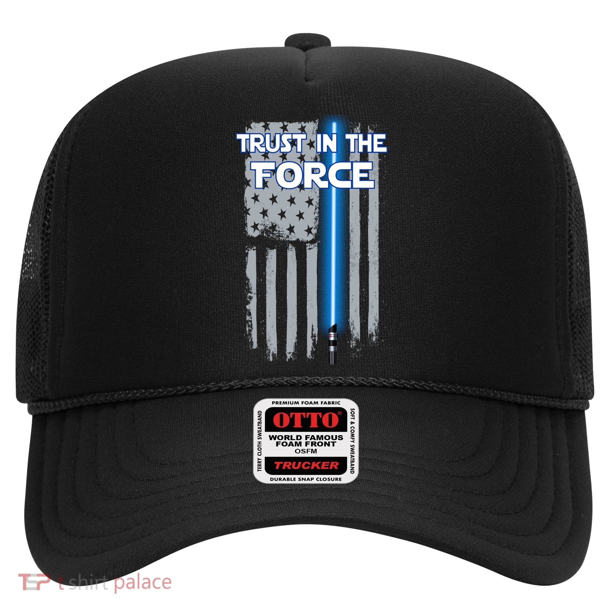 Trust In The Force American Blue Lightsaber Police Flag Hat