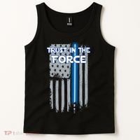 Trust In The Force American Blue Lightsaber Police Flag Tank Top thumb 2