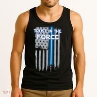 Trust In The Force American Blue Lightsaber Police Flag Tank Top thumb 3