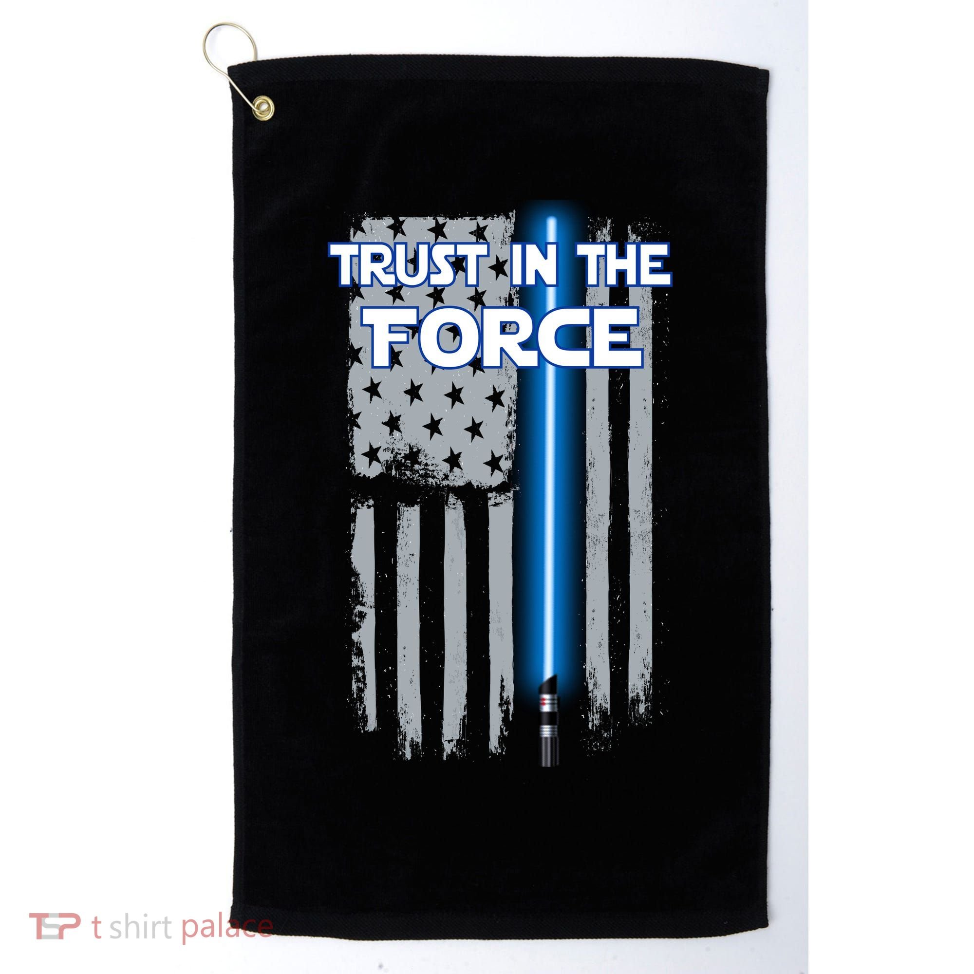 Trust In The Force American Blue Lightsaber Police Flag Golf Towel