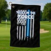 Trust In The Force American Blue Lightsaber Police Flag Golf Towel thumb 1