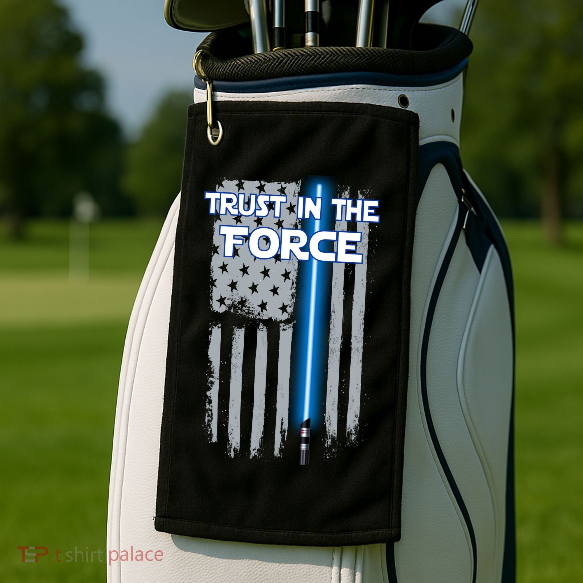 Trust In The Force American Blue Lightsaber Police Flag Golf Towel