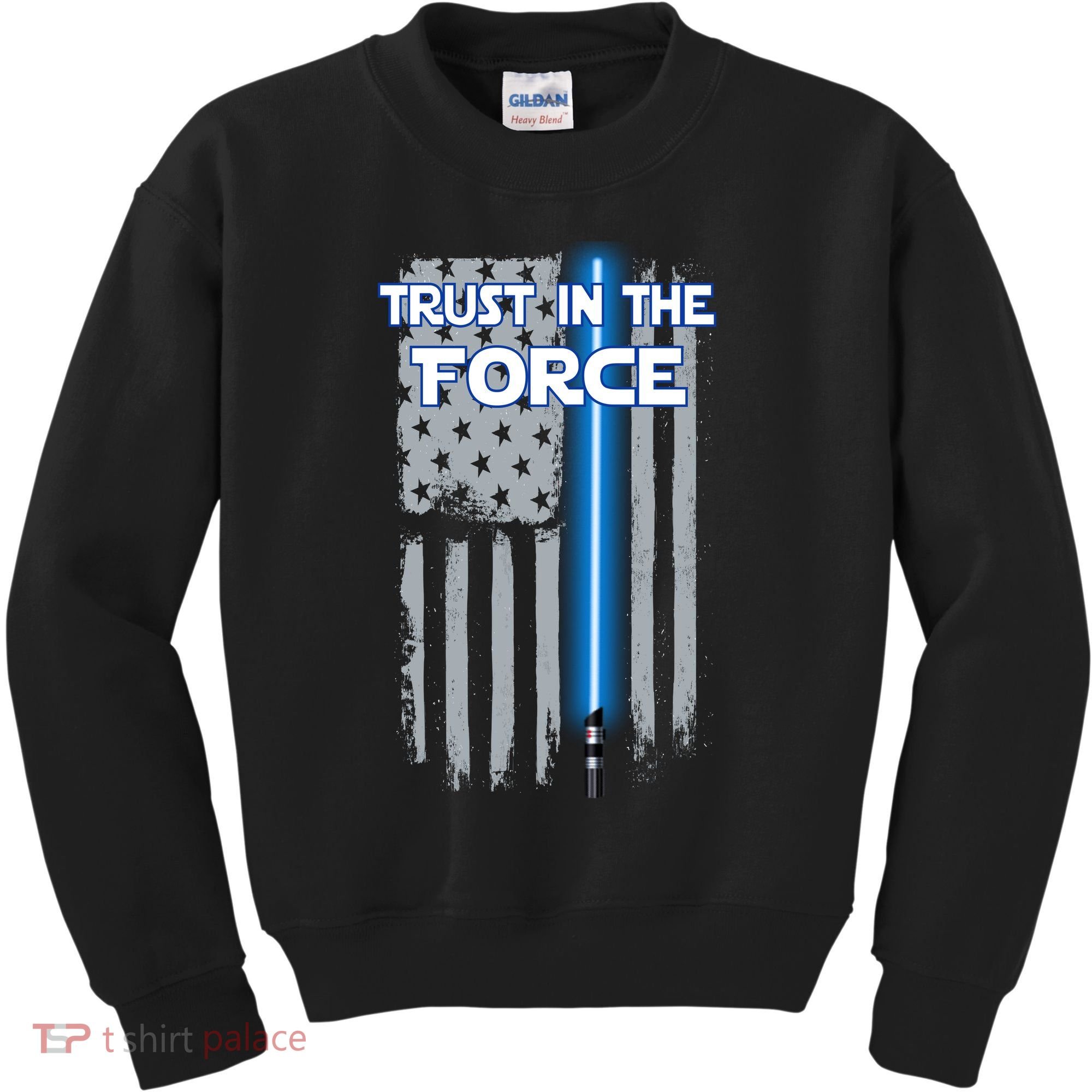 Trust In The Force American Blue Lightsaber Police Flag Kids Sweatshirt
