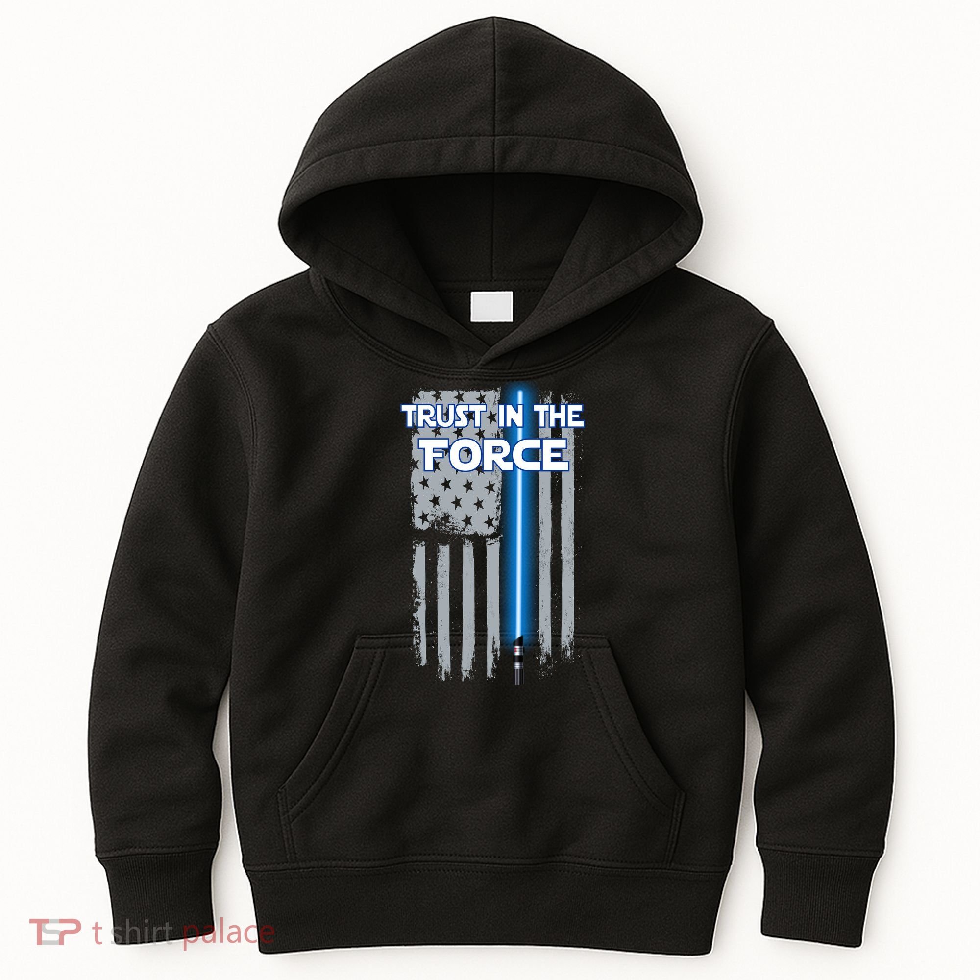 Trust In The Force American Blue Lightsaber Police Flag Kids Hoodie