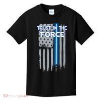 Trust In The Force American Blue Lightsaber Police Flag Kids T-Shirt thumb 0