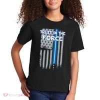 Trust In The Force American Blue Lightsaber Police Flag Kids T-Shirt thumb 2
