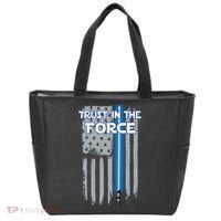 Trust In The Force American Blue Lightsaber Police Flag Tote Bag thumb 0