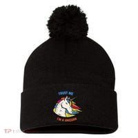 Trust Me I'm A Unicorn Pom Pom 12in Knit Beanie thumb 0