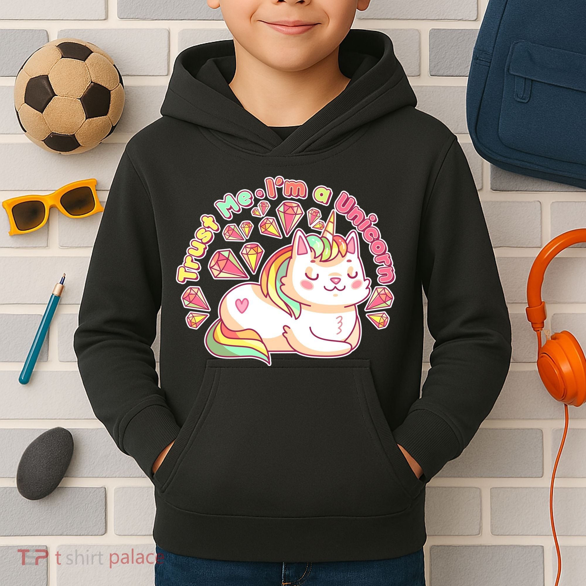 Trust Me I'm A Unicorn Cat Kids Hoodie