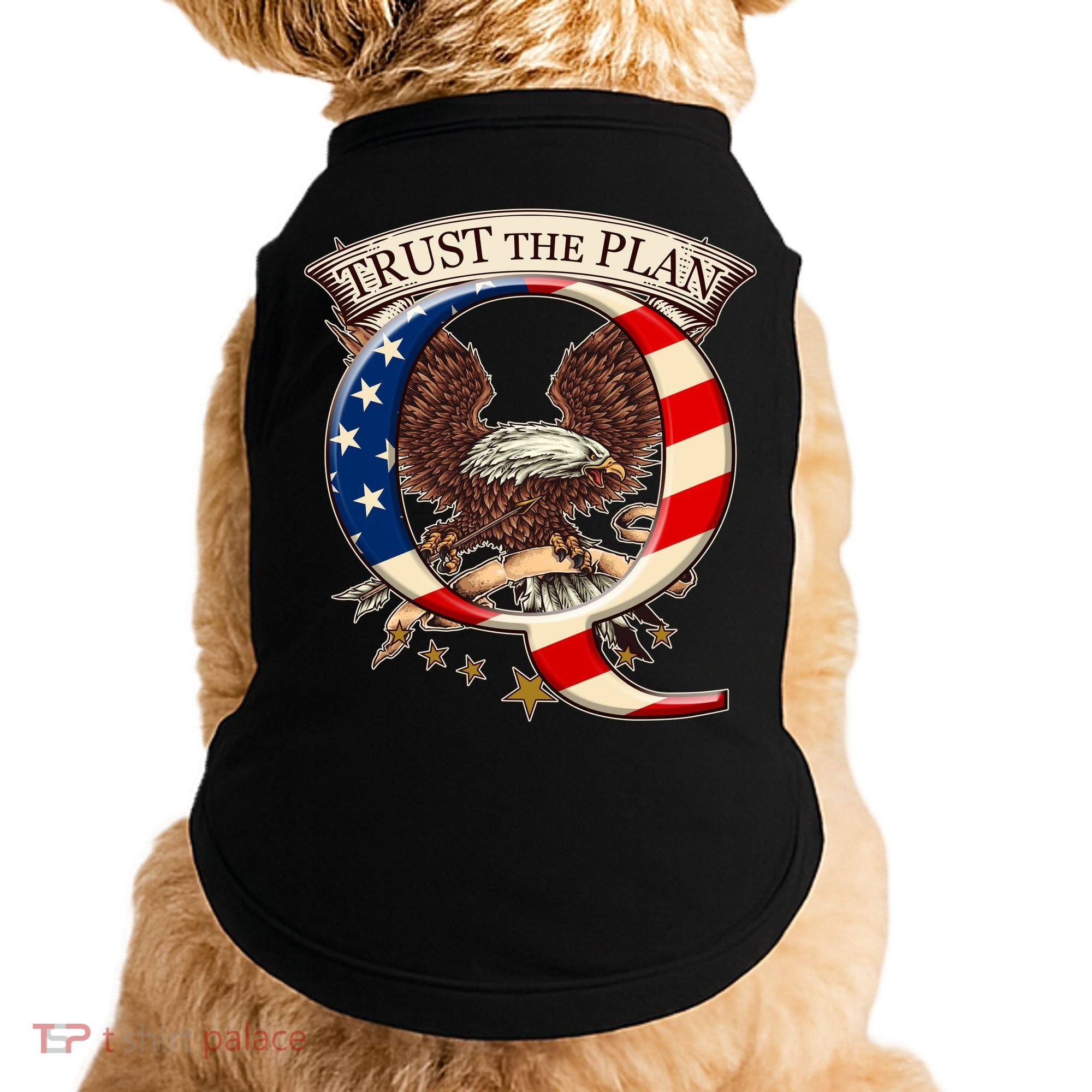 Trust The Plan Qanon American Flag Eagle Doggie Tank