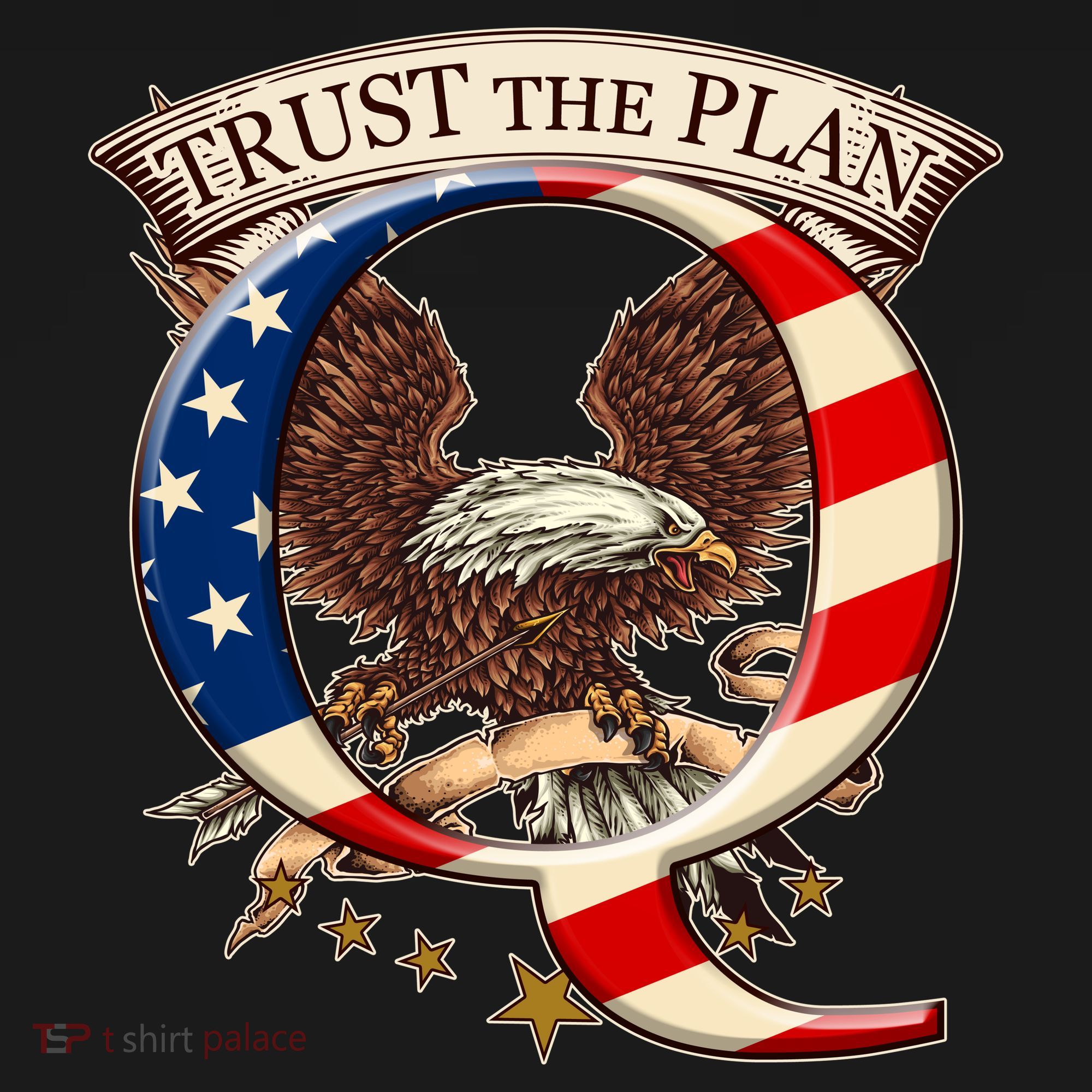 Trust The Plan Qanon American Flag Eagle T-Shirt