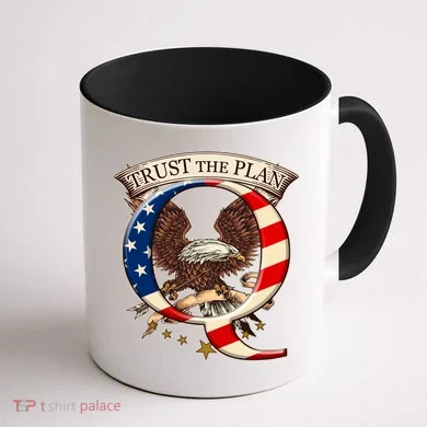 Trust The Plan Qanon American Flag Eagle Coffee Mug back