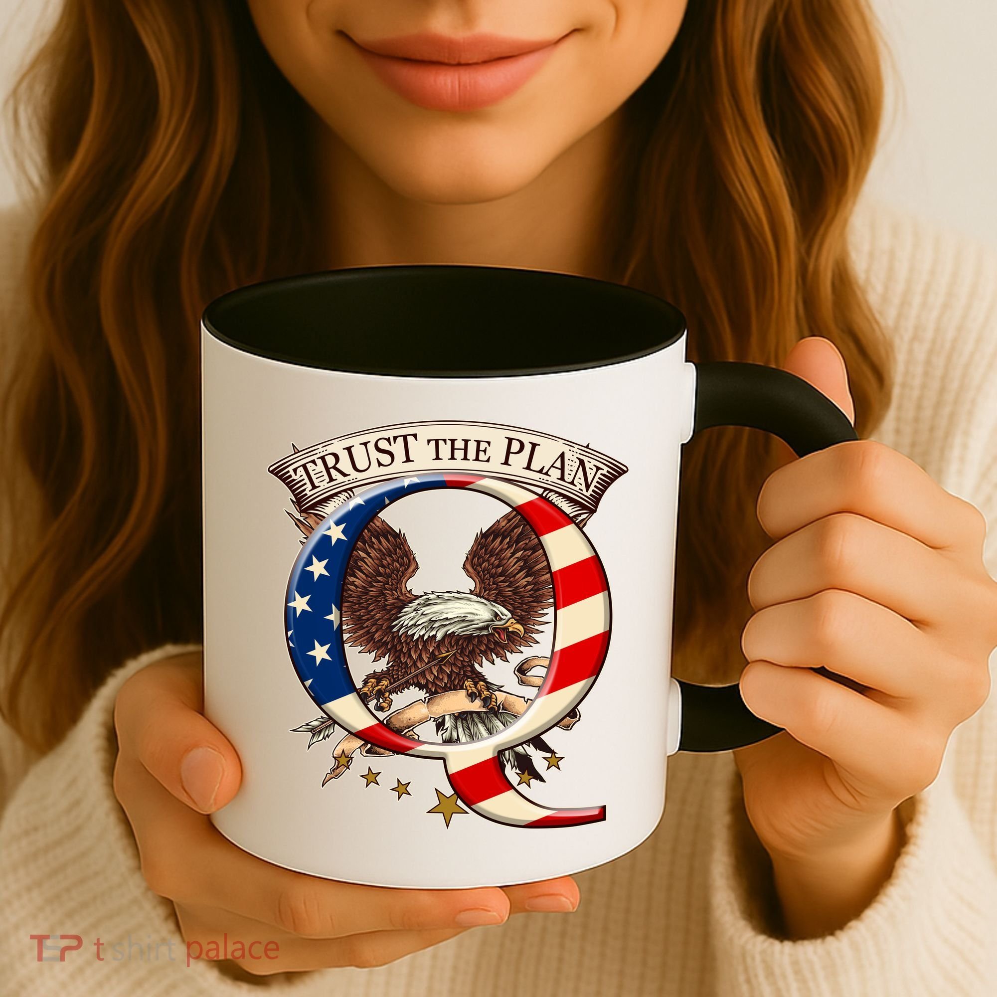 Trust The Plan Qanon American Flag Eagle Coffee Mug