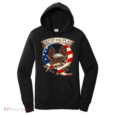 Trust The Plan Qanon American Flag Eagle Women's Hoodie