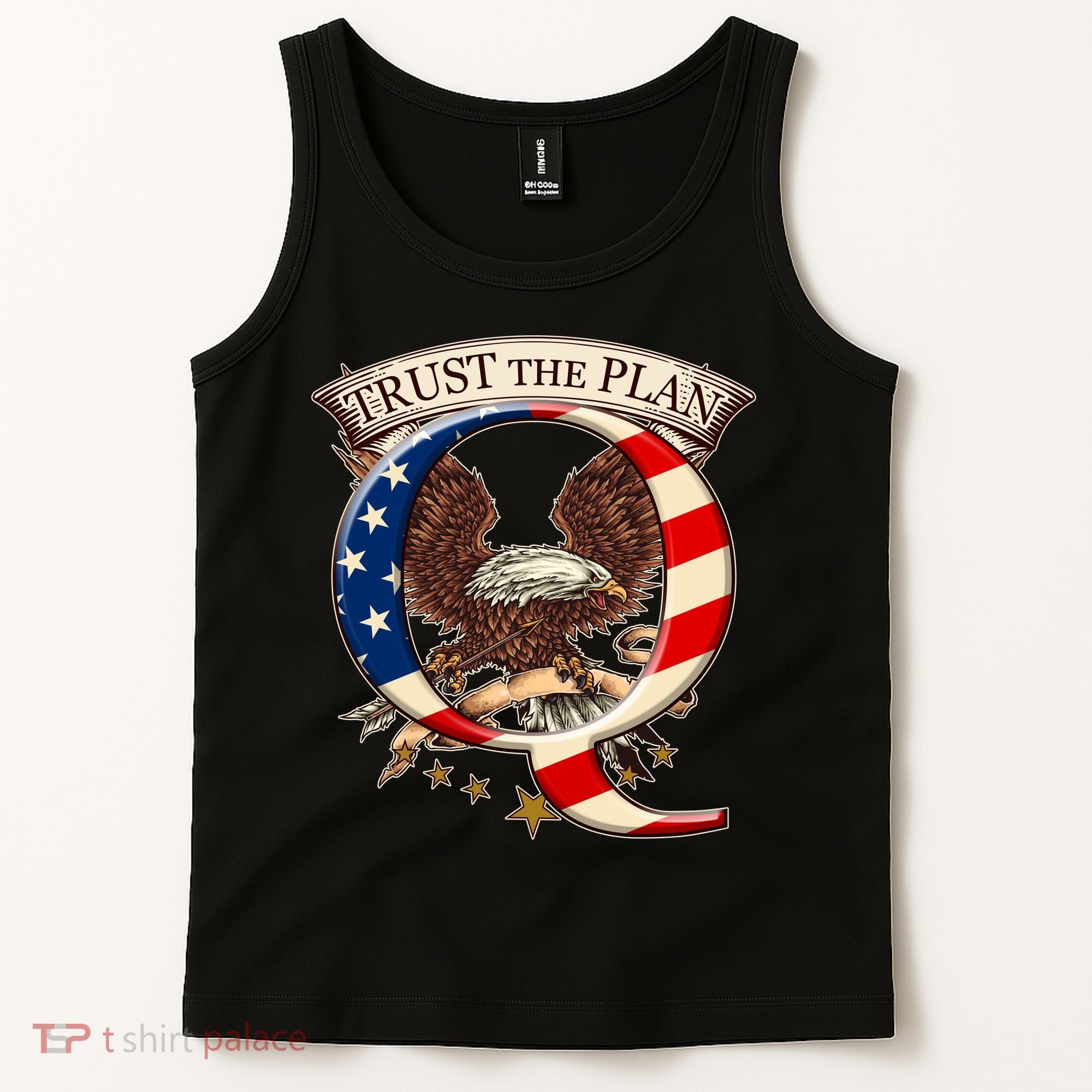 Trust The Plan Qanon American Flag Eagle Tank Top