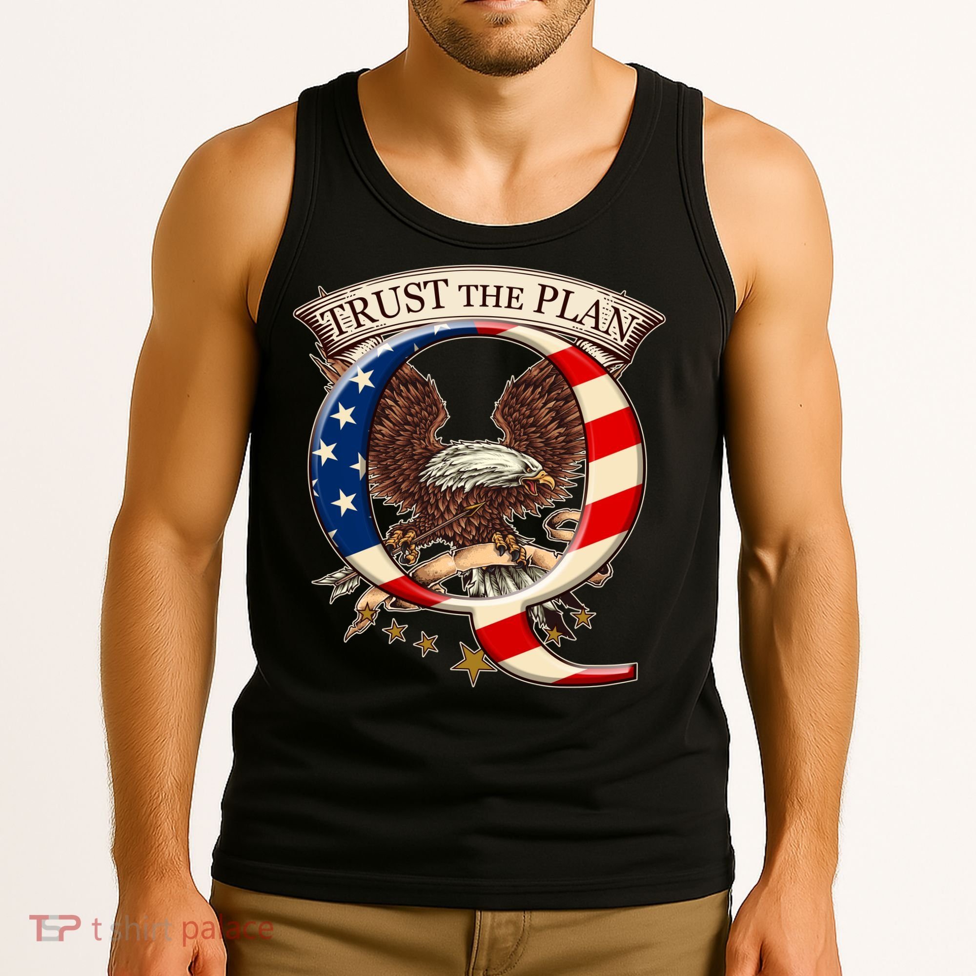Trust The Plan Qanon American Flag Eagle Tank Top