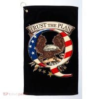 Trust The Plan Qanon American Flag Eagle Golf Towel thumb 0