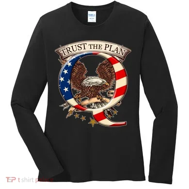 Trust The Plan Qanon American Flag Eagle Women's Long Sleeve Shirt