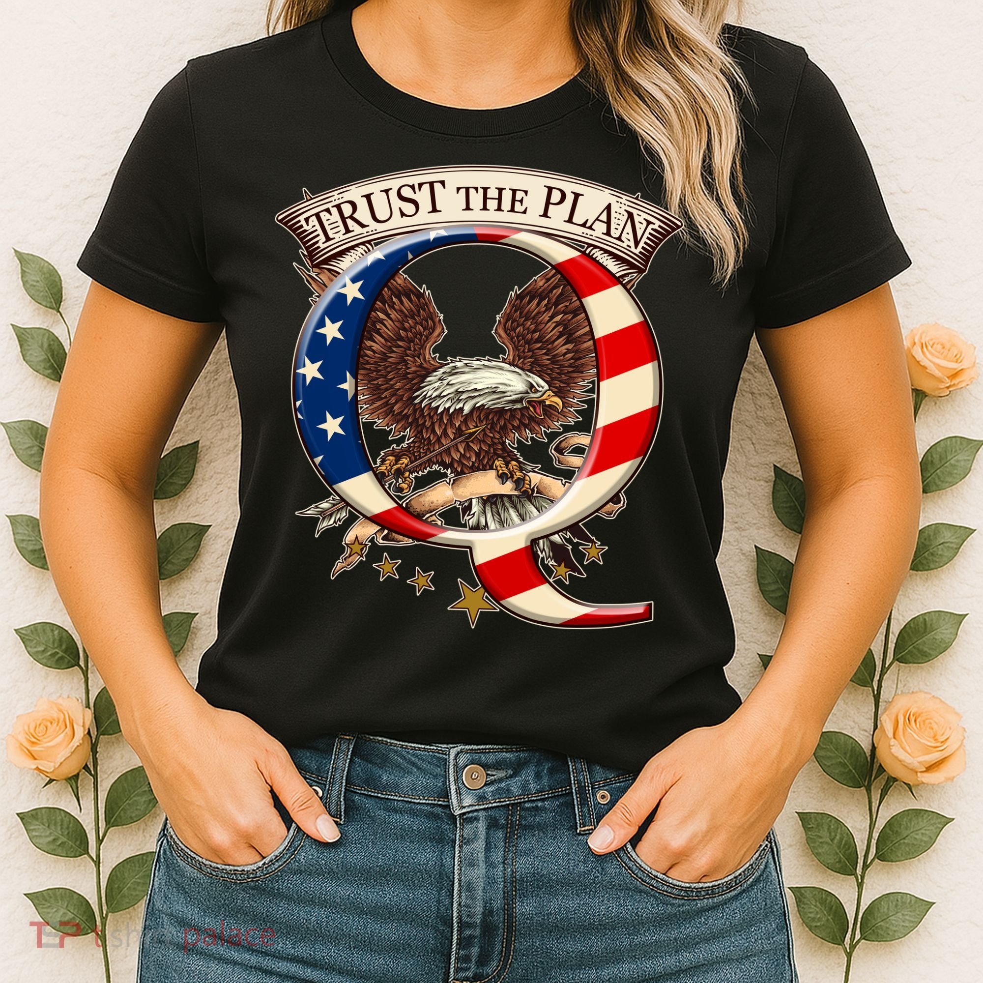Trust The Plan Qanon American Flag Eagle Women's T-Shirt