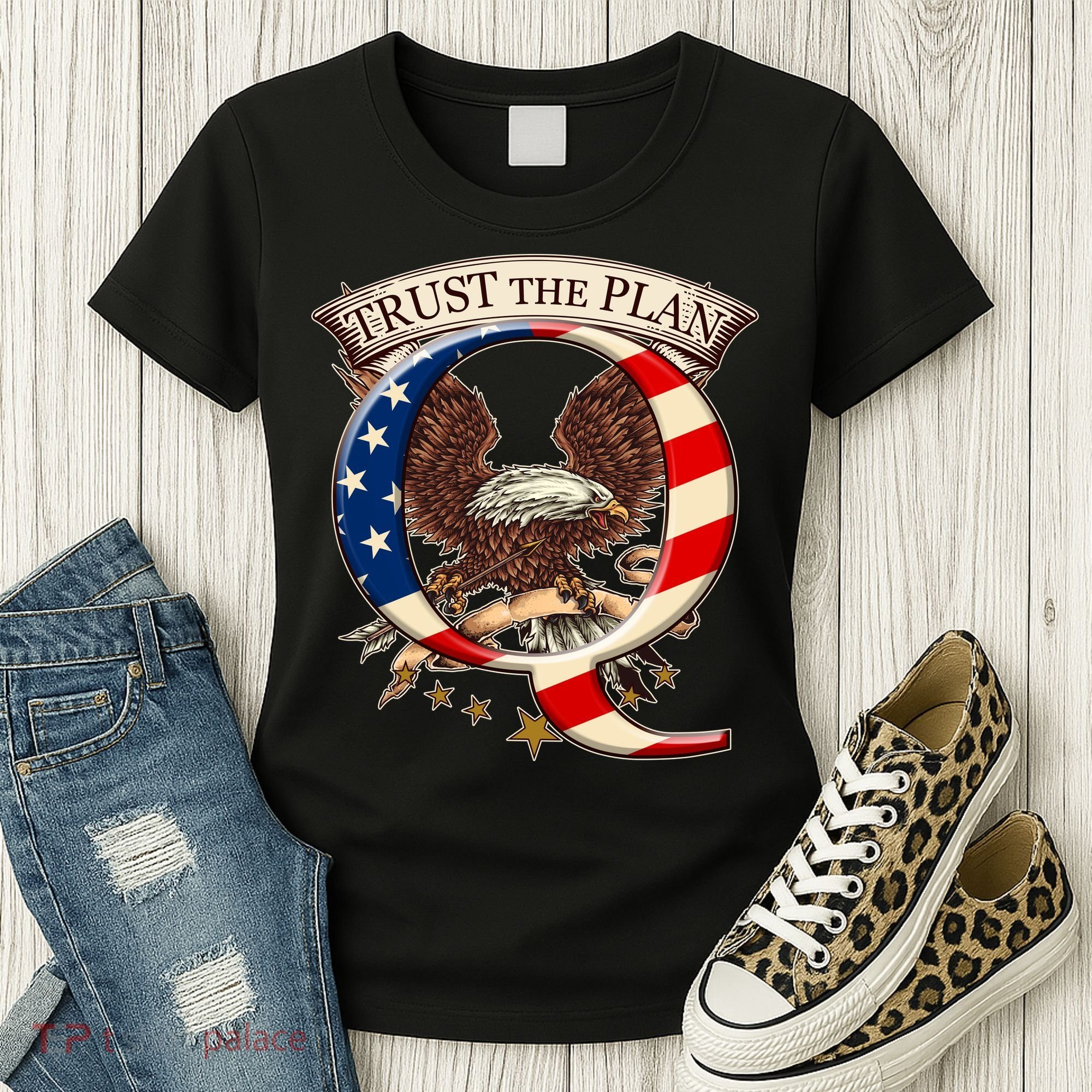 Trust The Plan Qanon American Flag Eagle Women's T-Shirt