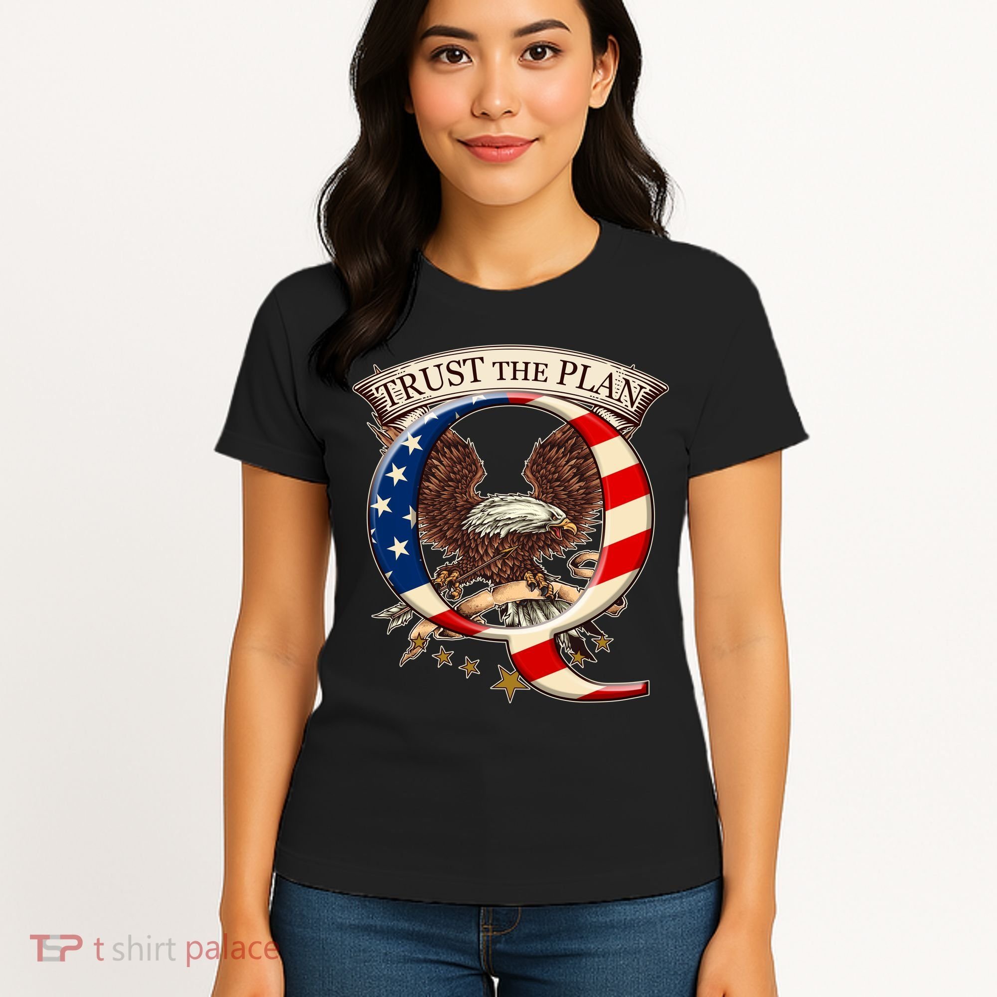 Trust The Plan Qanon American Flag Eagle Women's T-Shirt