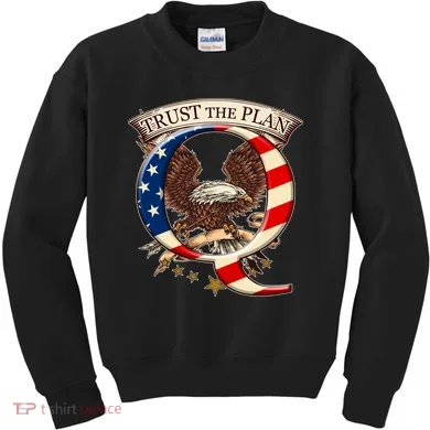 Trust The Plan Qanon American Flag Eagle Kids Sweatshirt