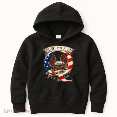 Trust The Plan Qanon American Flag Eagle Kids Hoodie