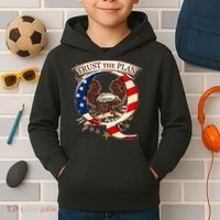 Trust The Plan Qanon American Flag Eagle Kids Hoodie thumb 2