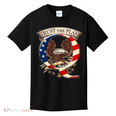 Trust The Plan Qanon American Flag Eagle Kids T-Shirt
