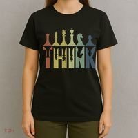Think Retro Vintage Chess Pieces Player Gifts Chess Coach T-Shirt thumb 4