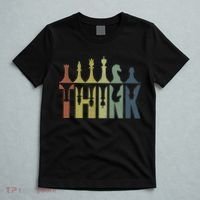 Think Retro Vintage Chess Pieces Player Gifts Chess Coach T-Shirt thumb 5