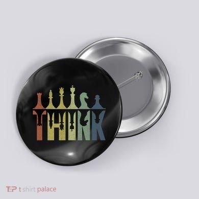 Think Retro Vintage Chess Pieces Player Gifts Chess Coach Button
