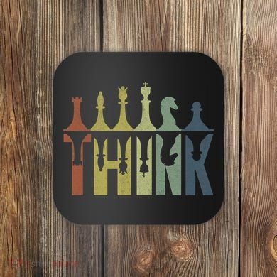 Think Retro Vintage Chess Pieces Player Gifts Chess Coach Coaster