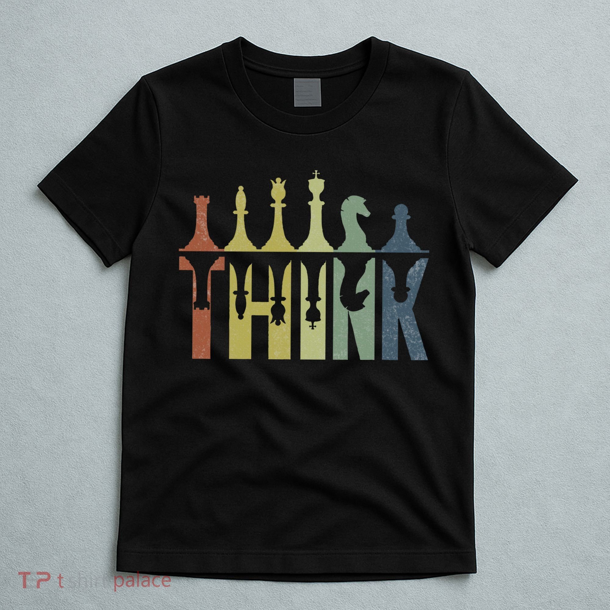 Think Retro Vintage Chess Pieces Player Gifts Chess Coach T-Shirt
