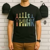 Think Retro Vintage Chess Pieces Player Gifts Chess Coach T-Shirt thumb 6