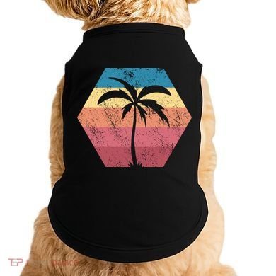 Tropical Retro Vintage Palm Trees Sunset Doggie Tank